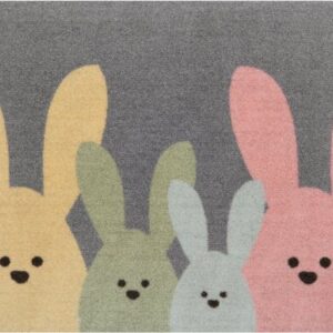 Fußmatte Bunny Family, HANSE Home, rechteckig, Höhe: 7 mm, Schmutzfangmatte, In-& Outdoor, Rutschfest, Waschbar, Türmatte, Ostern