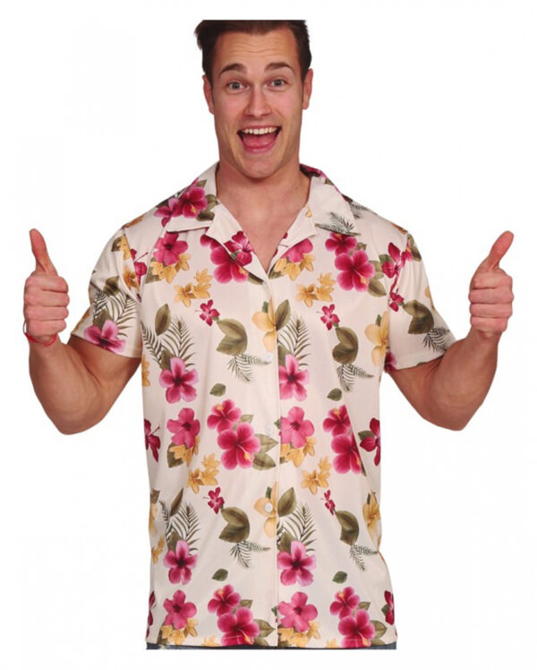 Hawaii Hemd mit Hibiskusblüten Karneval & Fasching L