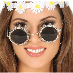 Hippie Brille mit Strass Karneval & Motto Party