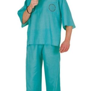 Karneval-Klamotten Arzt-Kostüm OP Chirurg Chefarzt, Herrenkostüm Komplett Chirurg mit Haube und Mundschutz, Faschingskostüm