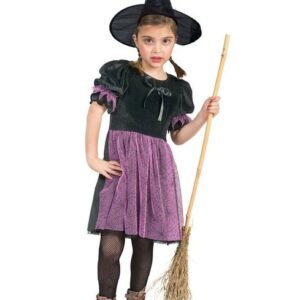 Karneval-Klamotten Hexen-Kostüm schwarz flieder Spinnen Hexenkleid Kinder, Kinderkostüm Mädchenkostüm Halloween Kleid