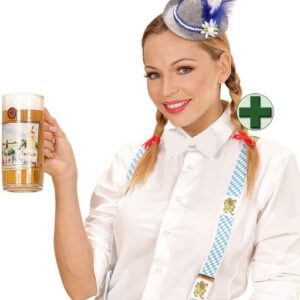 Karneval-Klamotten Trachten-Kostüm Bayernhut Damen Mini Edelweiß und Hosenträger, Accessoires für Oktoberfest