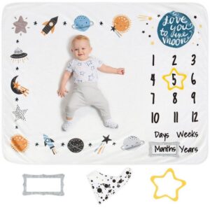 Kinderdecke Baby Milestone Blanket - Space Theme, Luka & Lilly, Ultrasoft Baby Meilenstein Decke - Weltraum Motto - 152.4cm x 101.6cm