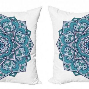 Kissenbezüge Modern Accent Doppelseitiger Digitaldruck, Abakuhaus (2 Stück), Blauer Mandala Curly Osten Blume