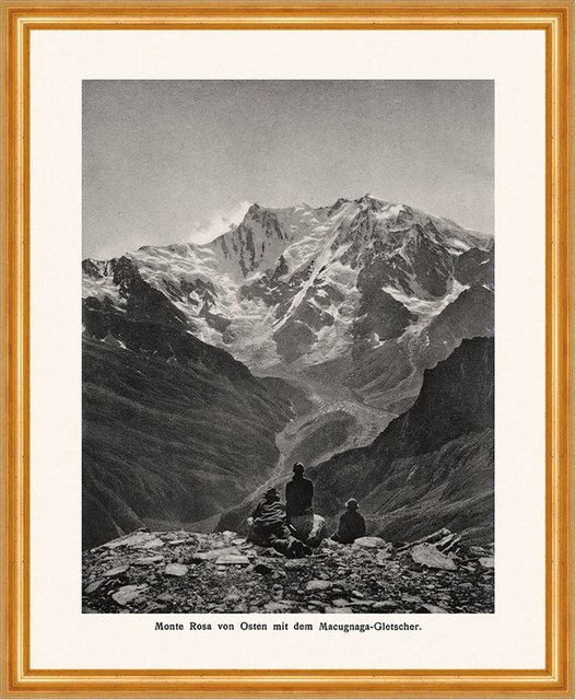 Kunstdruck Monte Rosa von Osten mit dem Macugnaga Gletscher Alpinismus A2 0113 Ge, (1 St)