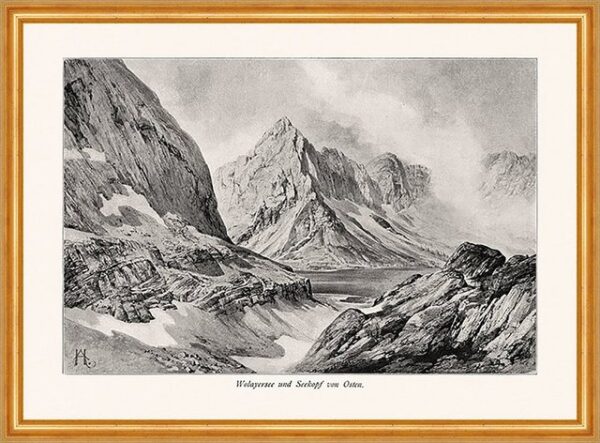 Kunstdruck Wolayersee und Seekopf von Osten Karnische Alpen Alpinismus A2 0064 Ge, (1 St)