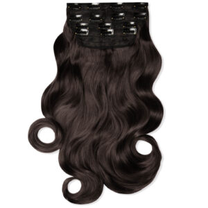 LullaBellz Ultimate Half Up Half Down 22 Inch Curly Extension and Pony Set (Various Shades) - Dark Brown