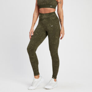 MP Damen Adapt Nahtlose Gemusterte Leggings - Olivgrün - XS