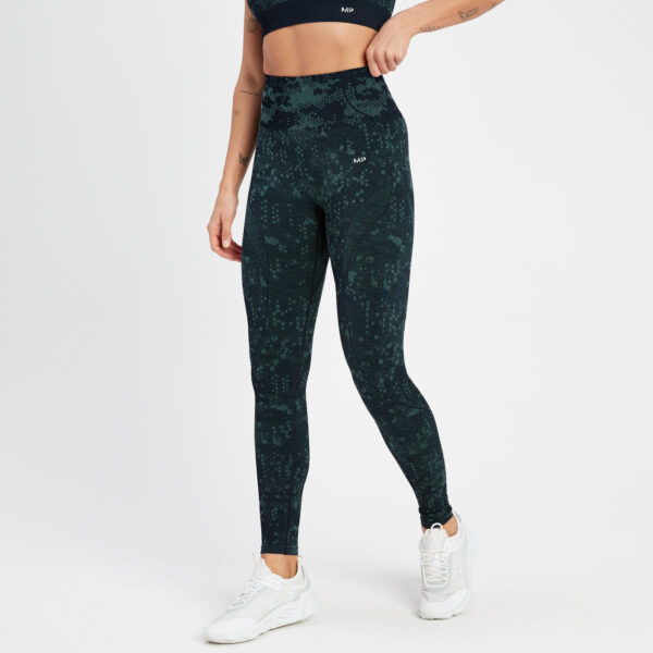 MP Damen Adapt Nahtlose Gemusterte Leggings - Olivgrün - XS