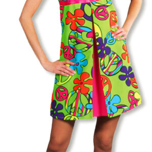 Magic Peace Kleid -Ultrabuntes Hippie Mini-Kleid für Karneval oder die Motto Party S / 36