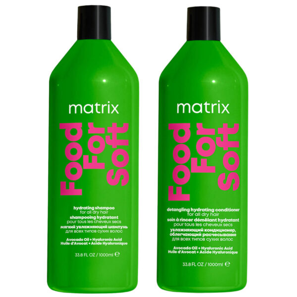 Matrix Food for Soft Hydrating 1000ml Shampoo and Conditioner with Avocado Oil and Hyaluronic Acid for Dry Hair Duo