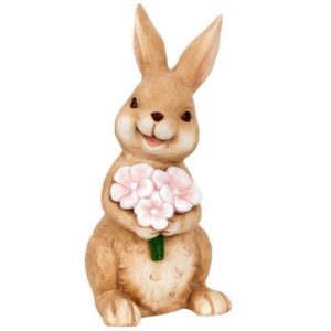 Mel-O-Design Osterhase Oster-Hase mit rosa Blumen stehend ca. 46 cm, Ostern