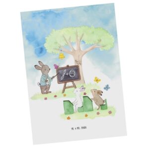 Mr. & Mrs. Panda Postkarte Osterhasenschule - Blumig - Geschenk, Ostern, Karte, Geburtstagskart