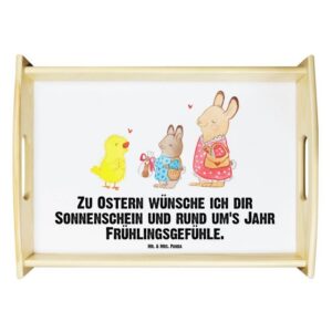 Mr. & Mrs. Panda Tablett Ostern Geschenke - Weiß - Ostergeschenke, Holztablett, Frühstückstabl, Echtholz lasiert, (1-tlg)
