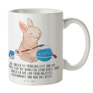 Mr. & Mrs. Panda Tasse Hase Marienkäfer - Weiß - Geschenk, Eier bemalen, Keramiktasse, Oster, Keramik