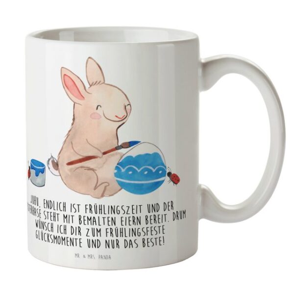 Mr. & Mrs. Panda Tasse Hase Marienkäfer - Weiß - Geschenk, Eier bemalen, Keramiktasse, Oster, Keramik