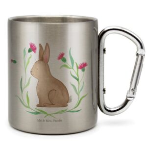 Mr. & Mrs. Panda Tasse Hase sitzend - Transparent - Geschenk, Geschenk zu Ostern, Osternest, Edelstahl