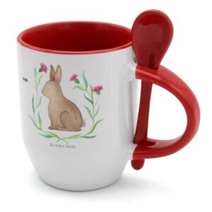 Mr. & Mrs. Panda Tasse Hase sitzend - Weiß - Geschenk, Tasse, Kaninchen, Ostern, Tasse mit S, Keramik