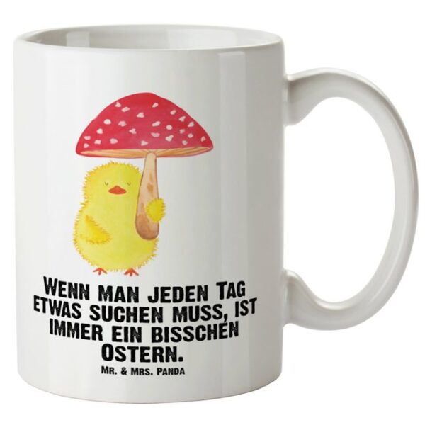 Mr. & Mrs. Panda Tasse Küken Fliegenpilz - Weiß - Geschenk, XL Becher, Ostern, XL Tasse, Gro, XL Tasse Keramik