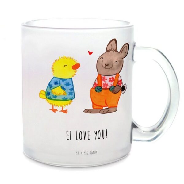 Mr. & Mrs. Panda Teeglas Ostern Freundschaft - Transparent - Geschenk, Ostereier, Teetasse, Os, Premium Glas