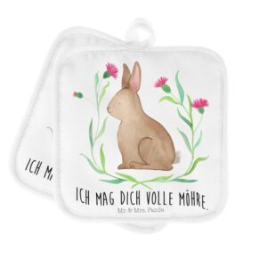 Mr. & Mrs. Panda Topflappen Hase sitzend - Weiß - Geschenk, Ostern, Osterhase, Topflappen lustig, (1-tlg)