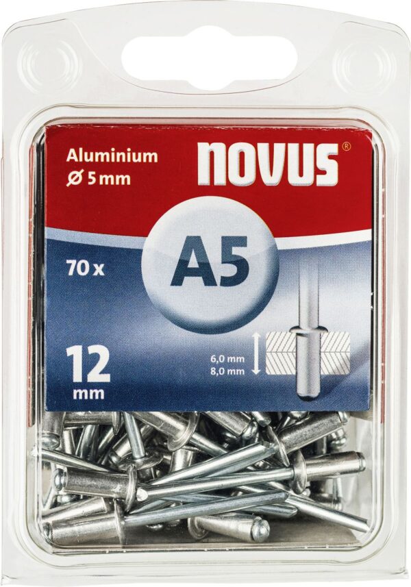 Novus Blindnieten Typ A5/12 Aluminium 70 Stück