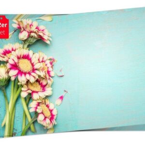 Platzset, Tischset Frühling, Ostern & Blumen - Rot-weiße Gerbera, Tischsetmacher, (aus Naturpapier in Aufbewahrungsmappe, 12-St., 44 x 32 cm / rot-blau), Made in Germany