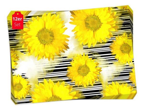 Platzset, Tischset Frühling, Ostern & Blumen, Tischsetmacher, (aus Naturpapier in Aufbewahrungsmappe, 12-St., 44 x 32 cm / gelb-weiß), Made in Germany