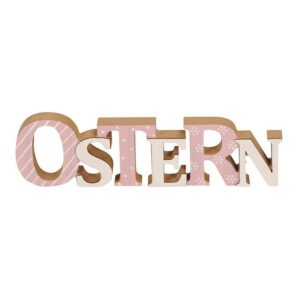 Posiwio Deko-Schriftzug Schriftzug OSTERN rosa weiß aus Holz Buchstaben L2