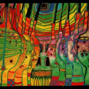 Postkarte Kunstkarte Hundertwasser "Das Ende der Griechen, Ost- und Westgoten