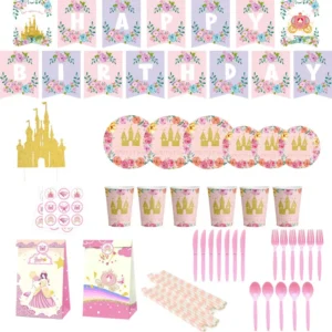 Prinzessin Schloss Papier Fach Papier Handtuch Set Geburtstag Party Party Ballon Dekoration Karneval