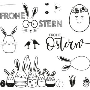 Rayher Stempel Clear Stamps Frohe Ostern, 11 Stück