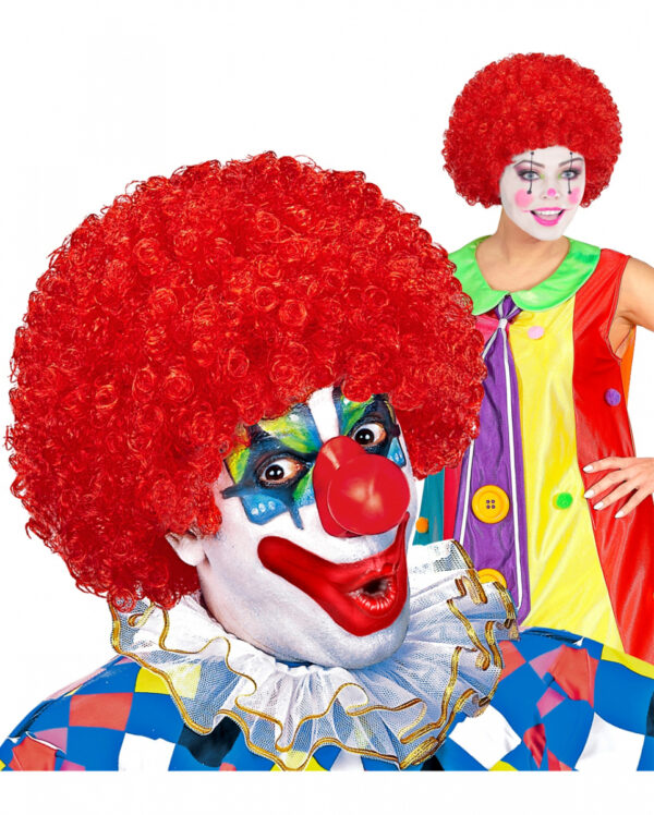 Rote Clown Lockenperücke für Karneval
