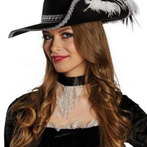 Rubie's Kostüm Musketier Damenhut Größe 58 für Karneval Halloween, Eleganter Musketierhut mit gebogener Krempe