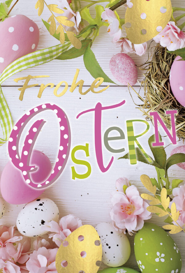 SUSY CARD Oster-Grußkarte , Eier & Blüten,