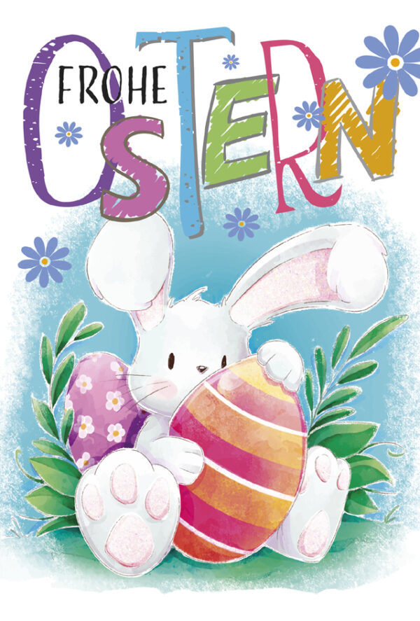 SUSY CARD Oster-Grußkarte , Hase mit Ei,