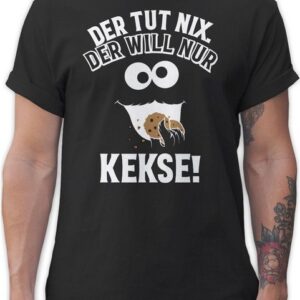 Shirtracer T-Shirt Der tut nix. Der will nur Kekse! Krümelmonster Cookie Monster Keksmons Karneval Outfit