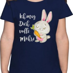 Shirtracer T-Shirt Ich mag dich volle Möhre Aquarell weiß Geschenk Ostern