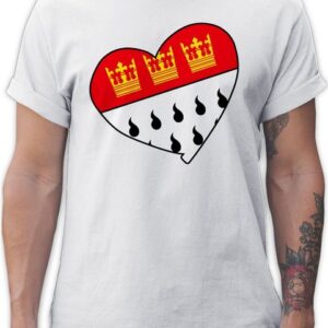 Shirtracer T-Shirt Köln Wappen Herz Karneval & Fasching