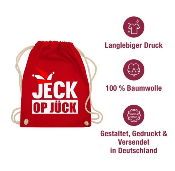 Shirtracer Turnbeutel JECK op Jück Rot Weiß - Rot Weiss Karneval Köln, Karneval & Fasching