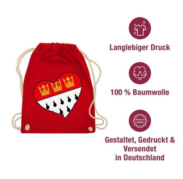 Shirtracer Turnbeutel Köln Wappen Herz, Karneval & Fasching