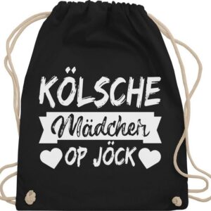 Shirtracer Turnbeutel Kölner Sprichwort - Kölsche Mädcher op Jöck - weiß, Karneval & Fasching