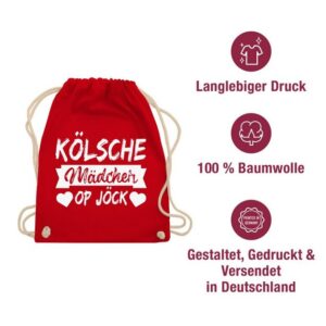 Shirtracer Turnbeutel Kölner Sprichwort - Kölsche Mädcher op Jöck - weiß, Karneval & Fasching