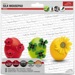 Speedlink Mauspad Silk Mousepad Mauspad Motiv Eggs Ostern, Motiv Oster-Eier, Maus Pad dünn, rutschfest, flach, Textil-Oberfläche