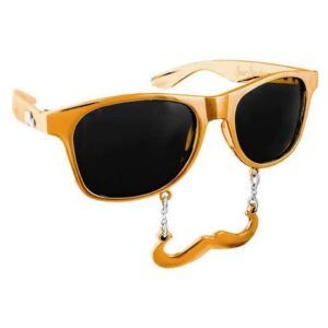 Sun Staches Kostüm Partybrille Classic Gold für Karneval Mottoparty, Lustige Brille mit Bart