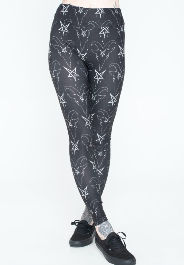 Too Fast - Goat Head Pentagram High Waist Black - Leggings