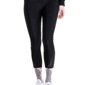 Urban Classics - Ladies High Waist Shiny Rib Pedal Pusher Black - Leggings