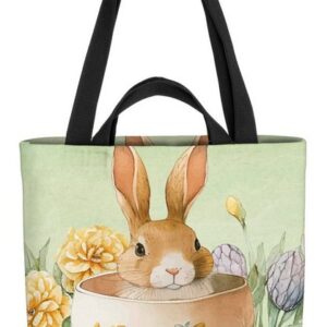 VOID Henkeltasche (1-tlg), Hase Eierschale Osterblumen Tasche Einkaufstasche Ostern Shopper Bag