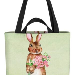 VOID Henkeltasche (1-tlg), Hase Osterhase Blumenstrauss Tasche Einkaufstasche Ostern Shopper Bag