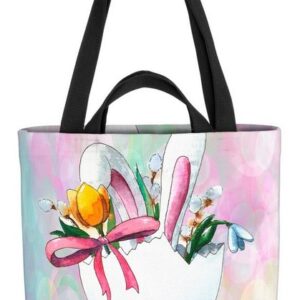 VOID Henkeltasche (1-tlg), Osterüberraschung Hase Blumen Tasche Einkaufstasche Ostern Shopper Bag